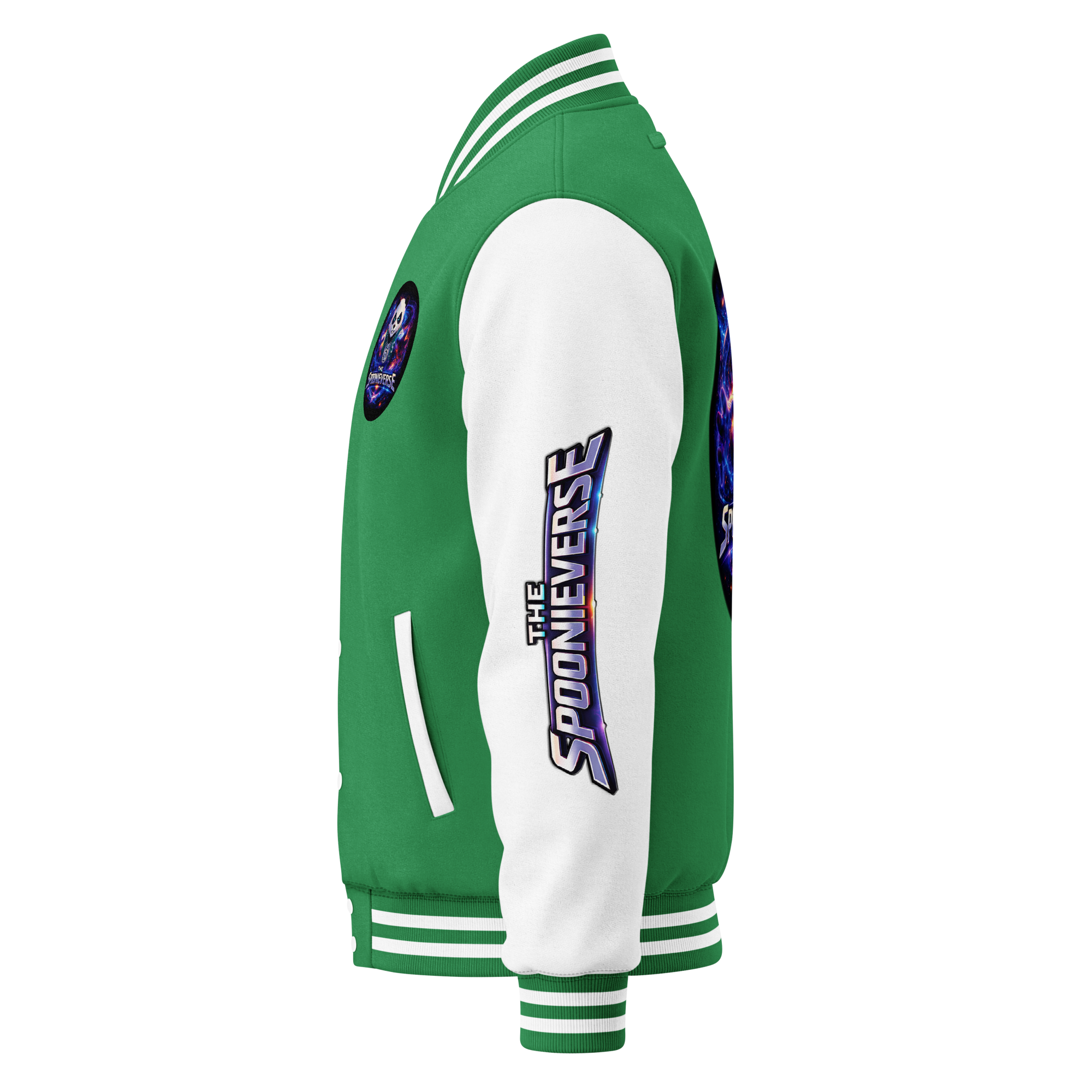 Team Spoonieverse in a heavyweight letterman jacket