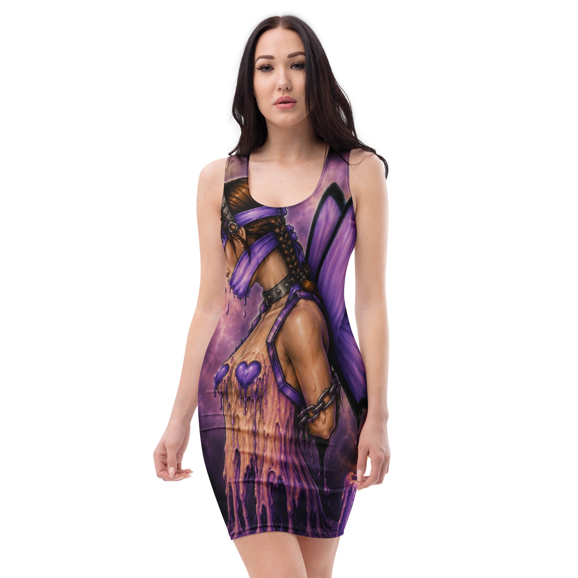 Bound bodycon dress featuring original STF1 artwork-Front