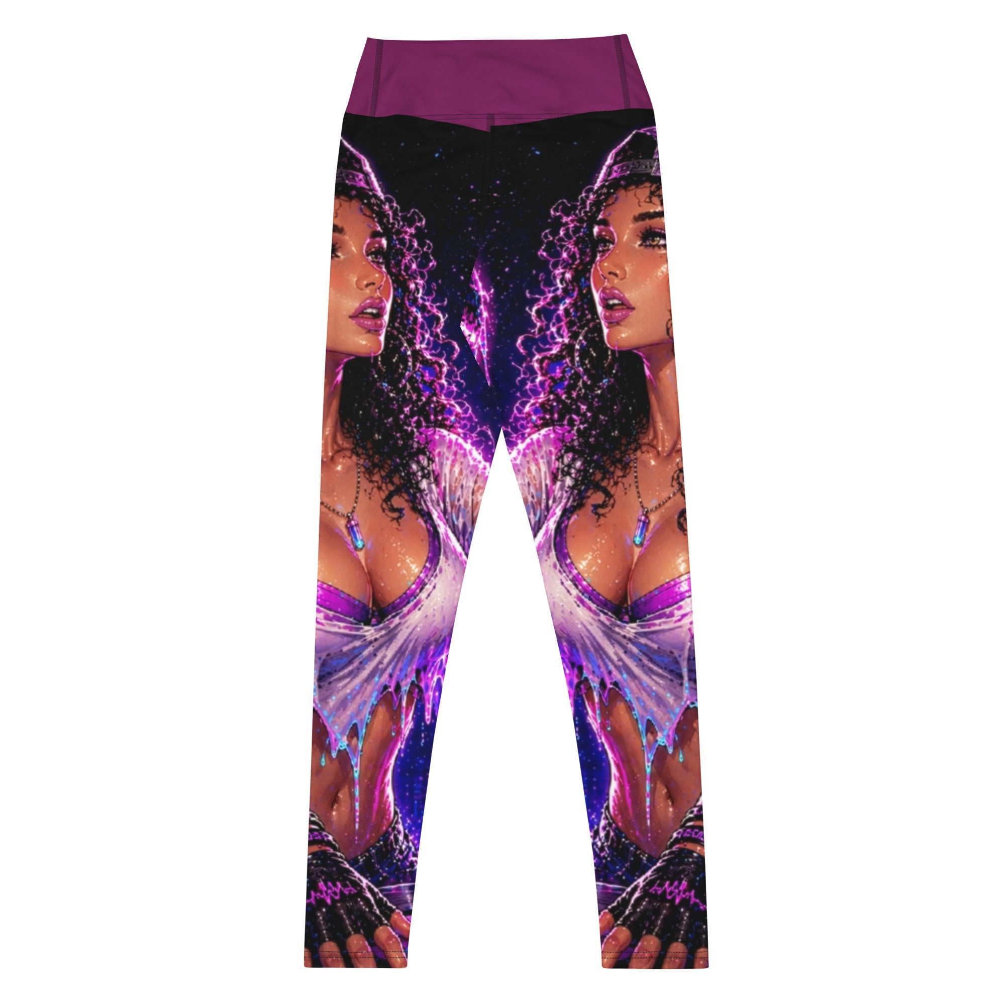 Drop the Bass Yoga Leggings back product view with colorful STF1 Graphix artwork
