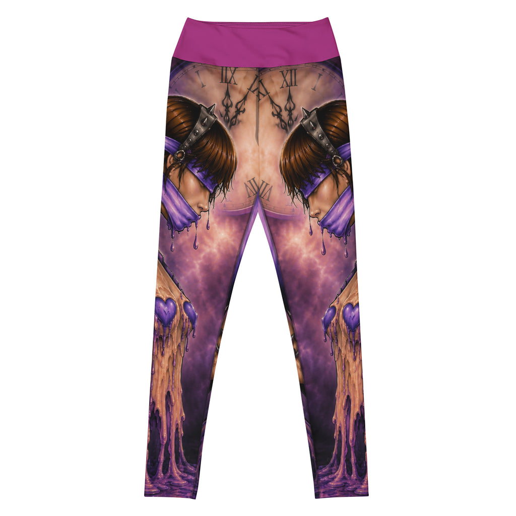 Bound yoga leggings featuring original STF1 artwork front view