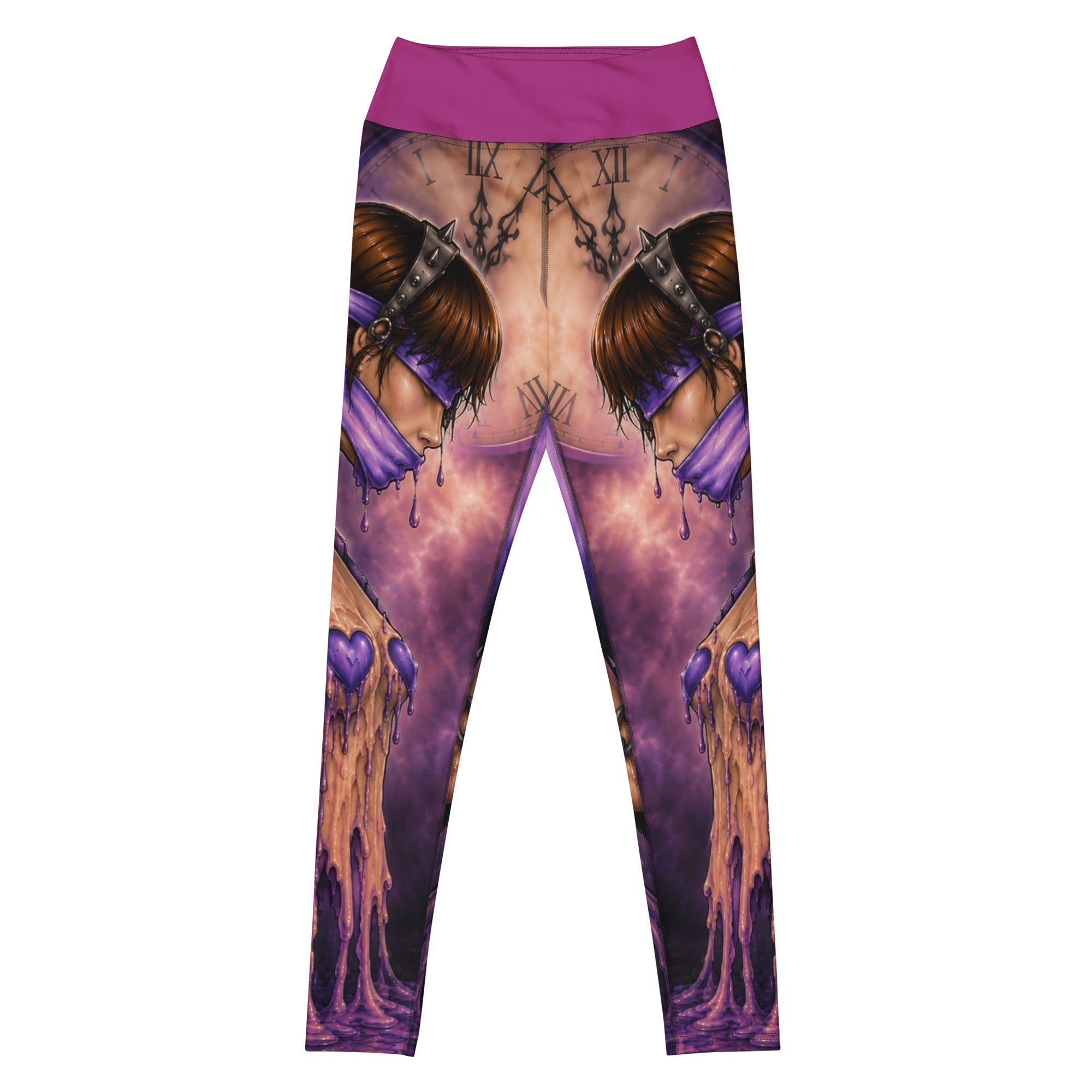 Bound yoga leggings featuring original STF1 artwork front view