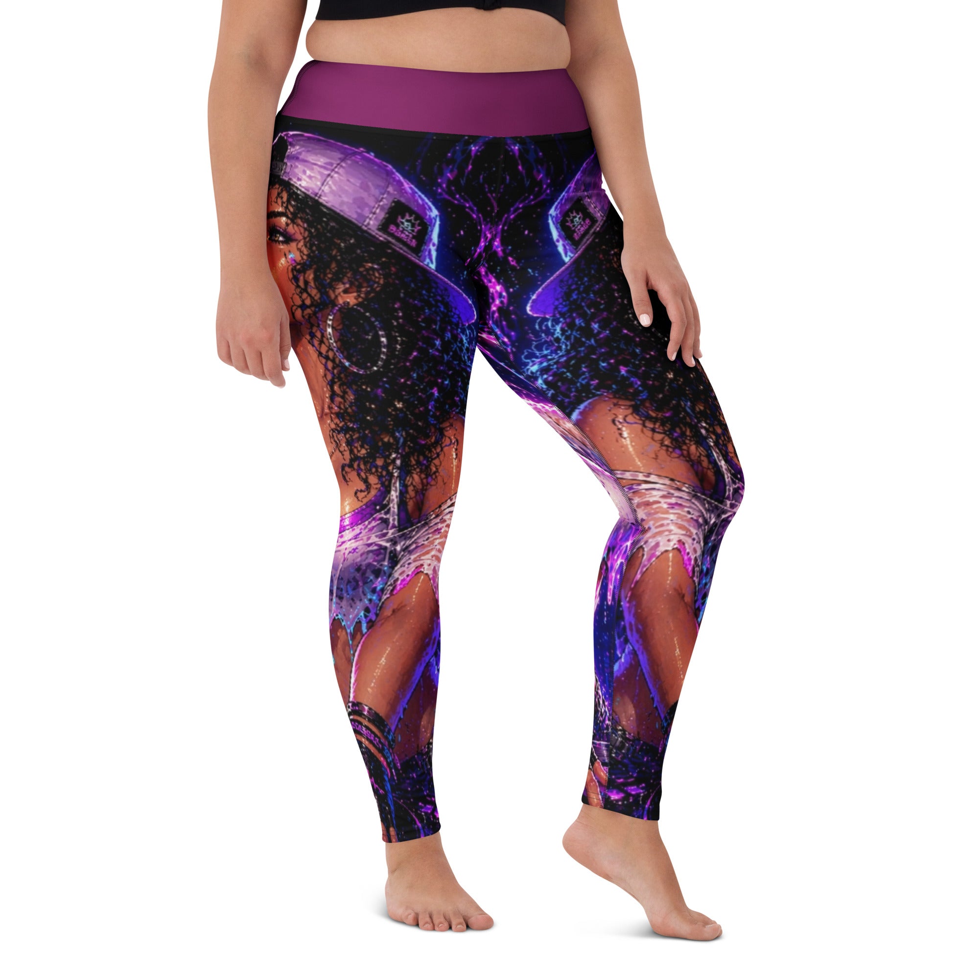 Drop the Bass Yoga Leggings front view worn by model