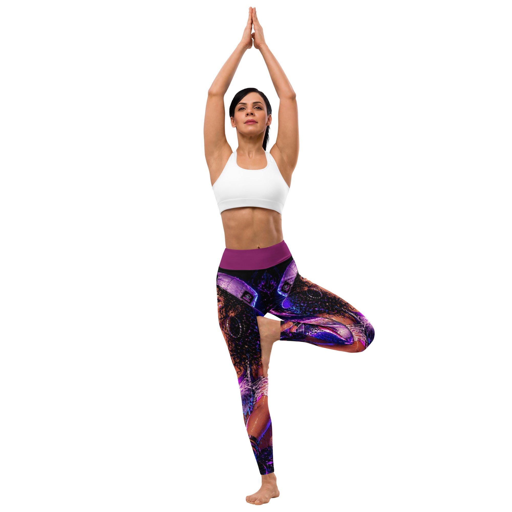 rop the Bass Yoga Leggings worn in standing yoga pose