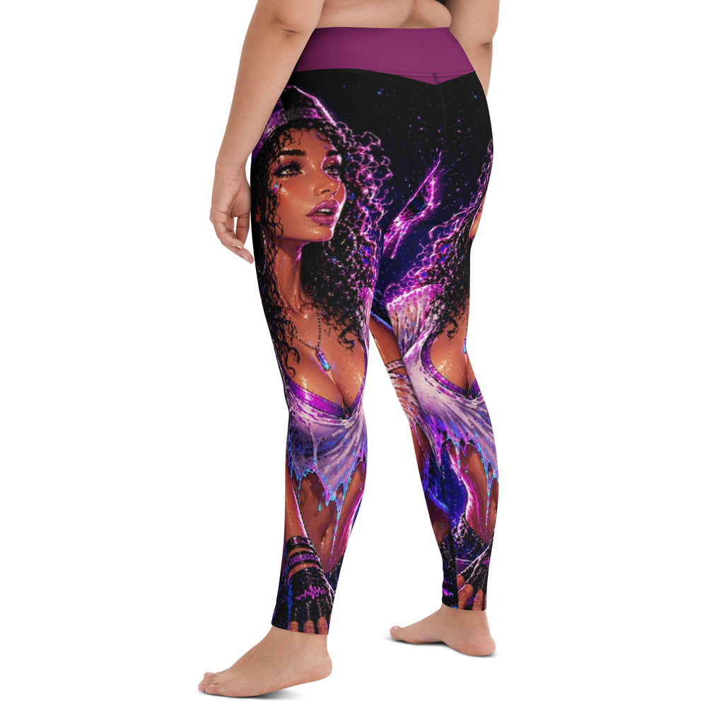 Drop the Bass Yoga Leggings back view worn by model