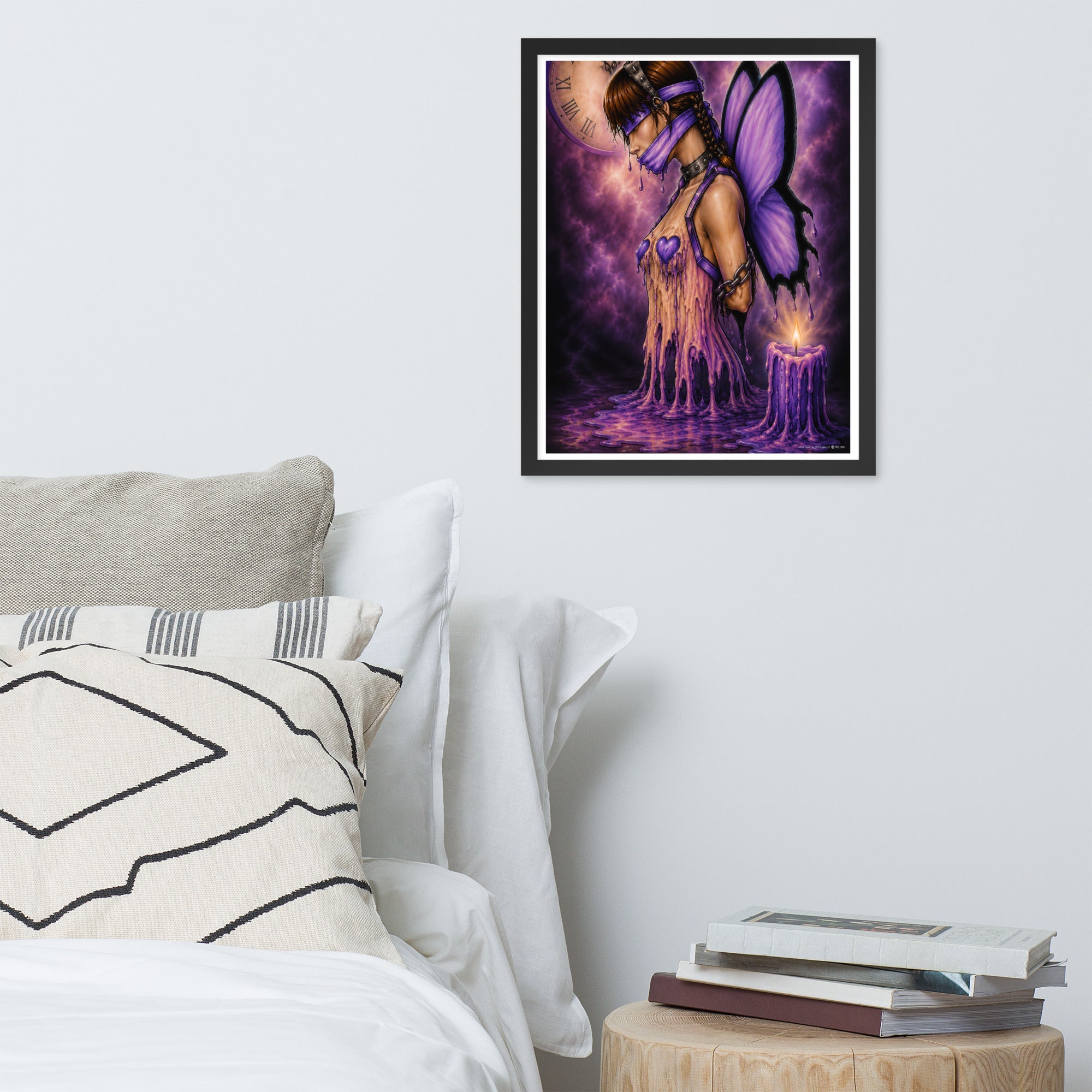 Bound framed original artwork – [16x20] displayed on bedroom wall