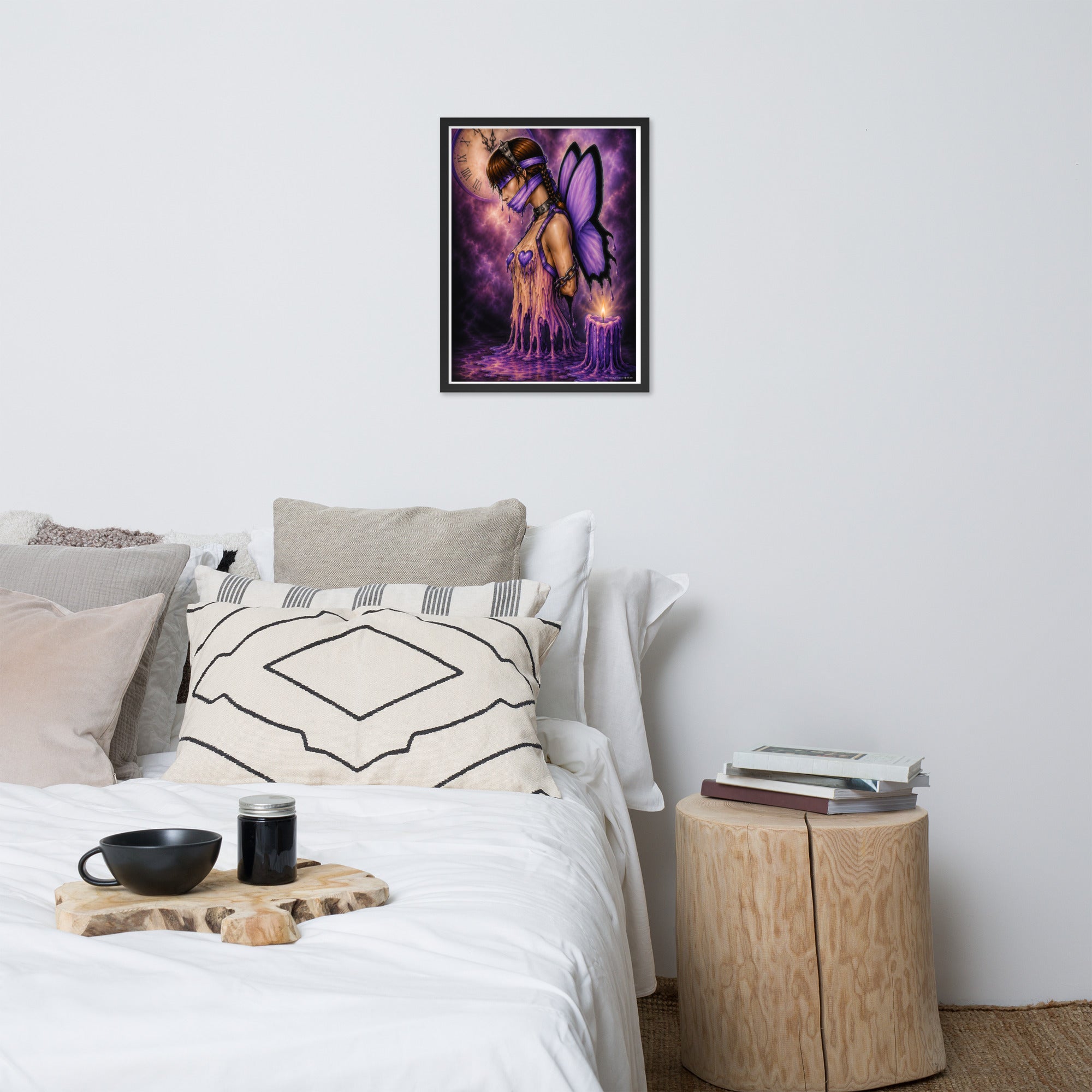 Bound framed original artwork – [18x24] displayed on bedroom wall
