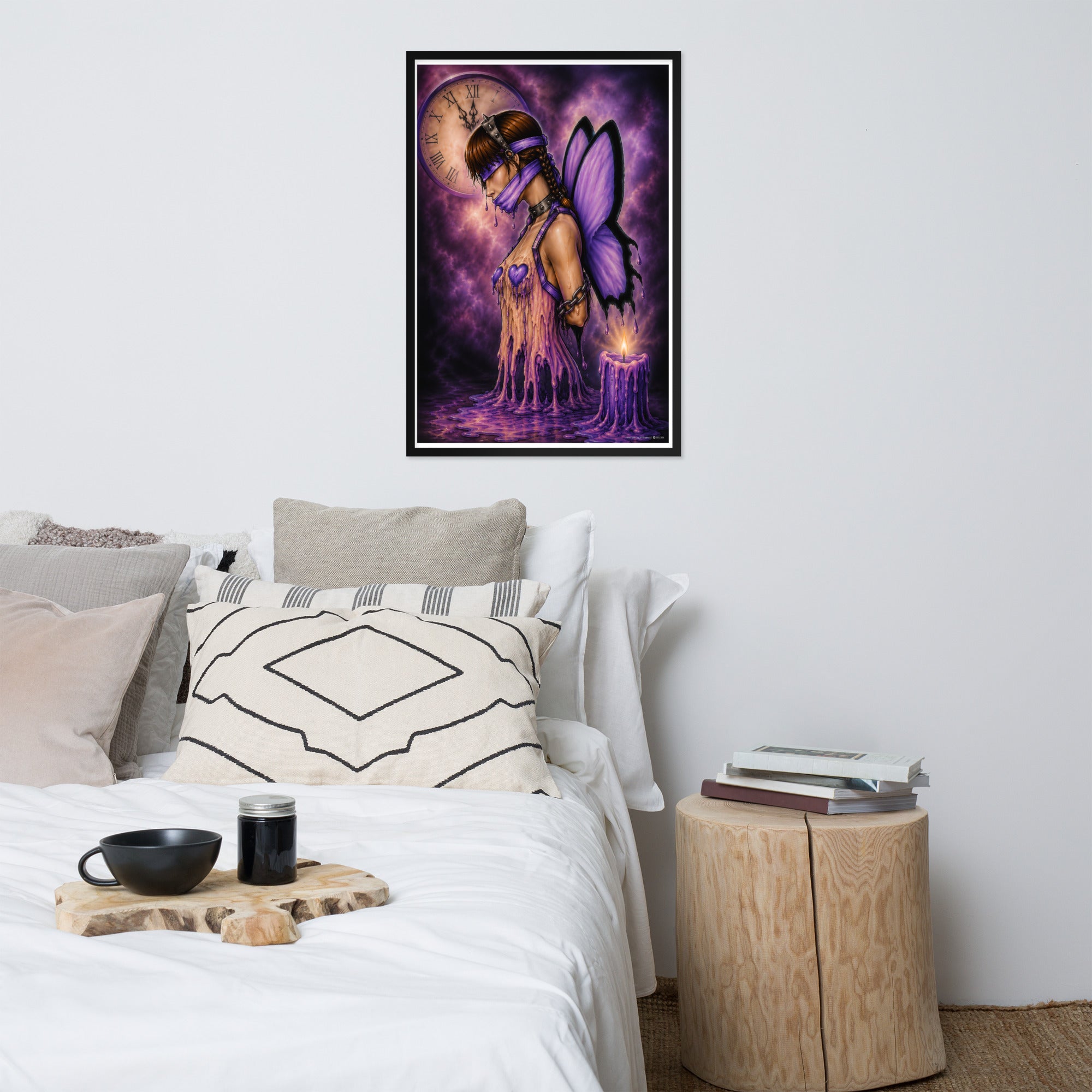 Bound framed original artwork – [24x36] displayed on bedroom wall