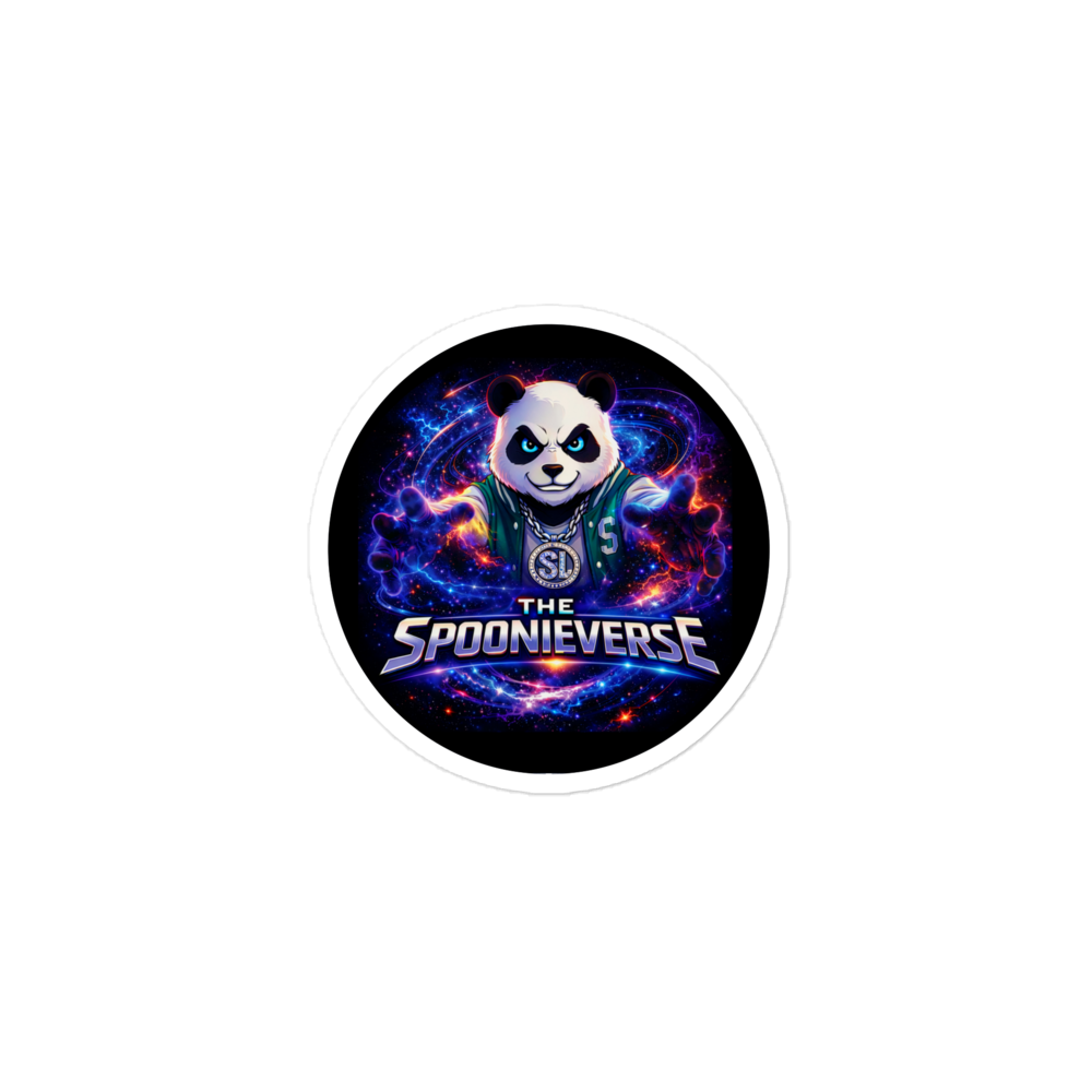 Spoonieverse bubble-free sticker featuring original STF1 Graphix artwork