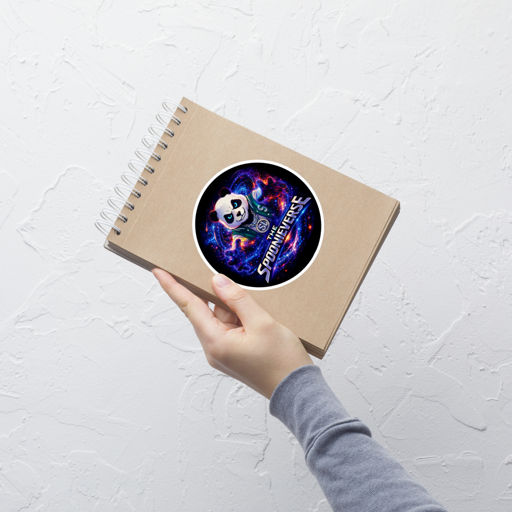 Spoonieverse bubble-free sticker applied to a smooth surface