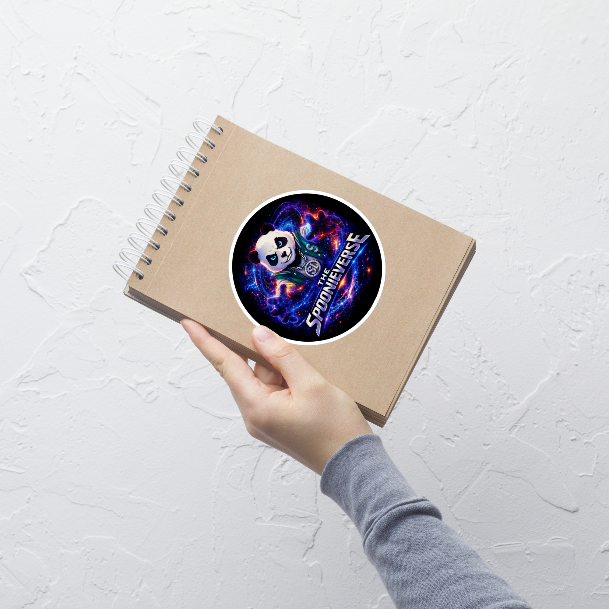 Spoonieverse bubble-free sticker applied to a smooth surface