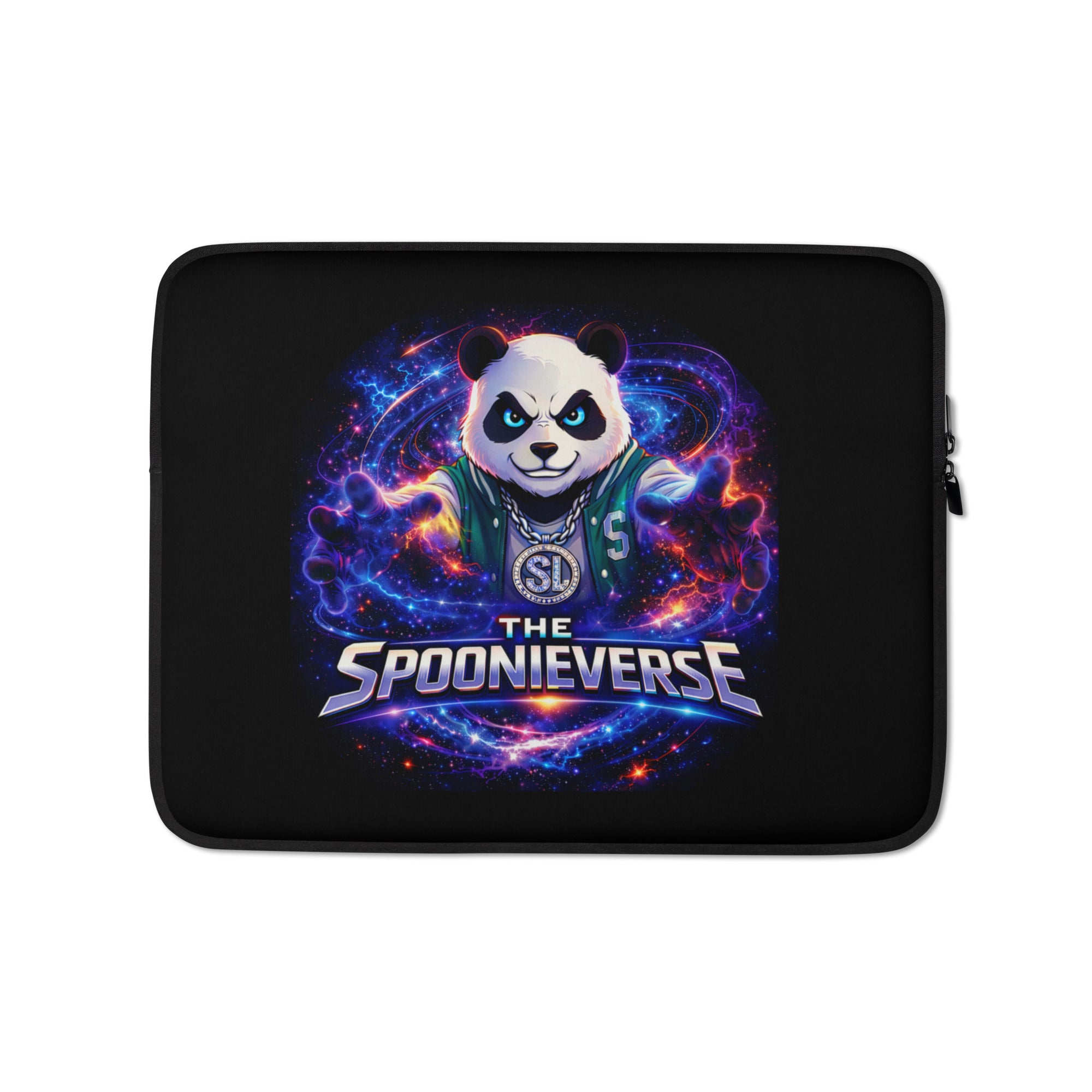 Spoonieverse 13 in laptop sleeve featuring original STF1 Graphix artwork