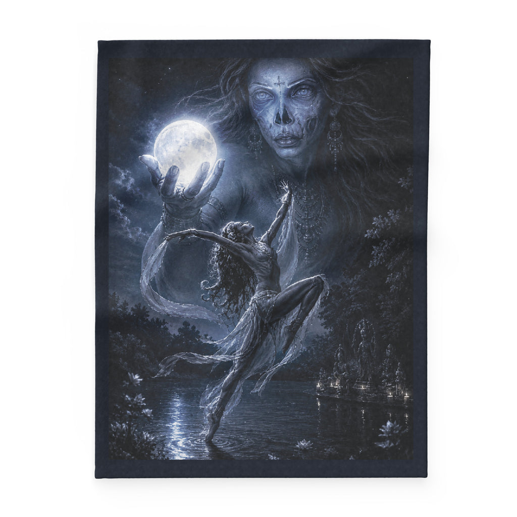 Moon Dancer Design A fleece blanket with blue and grey original STF1 artwork