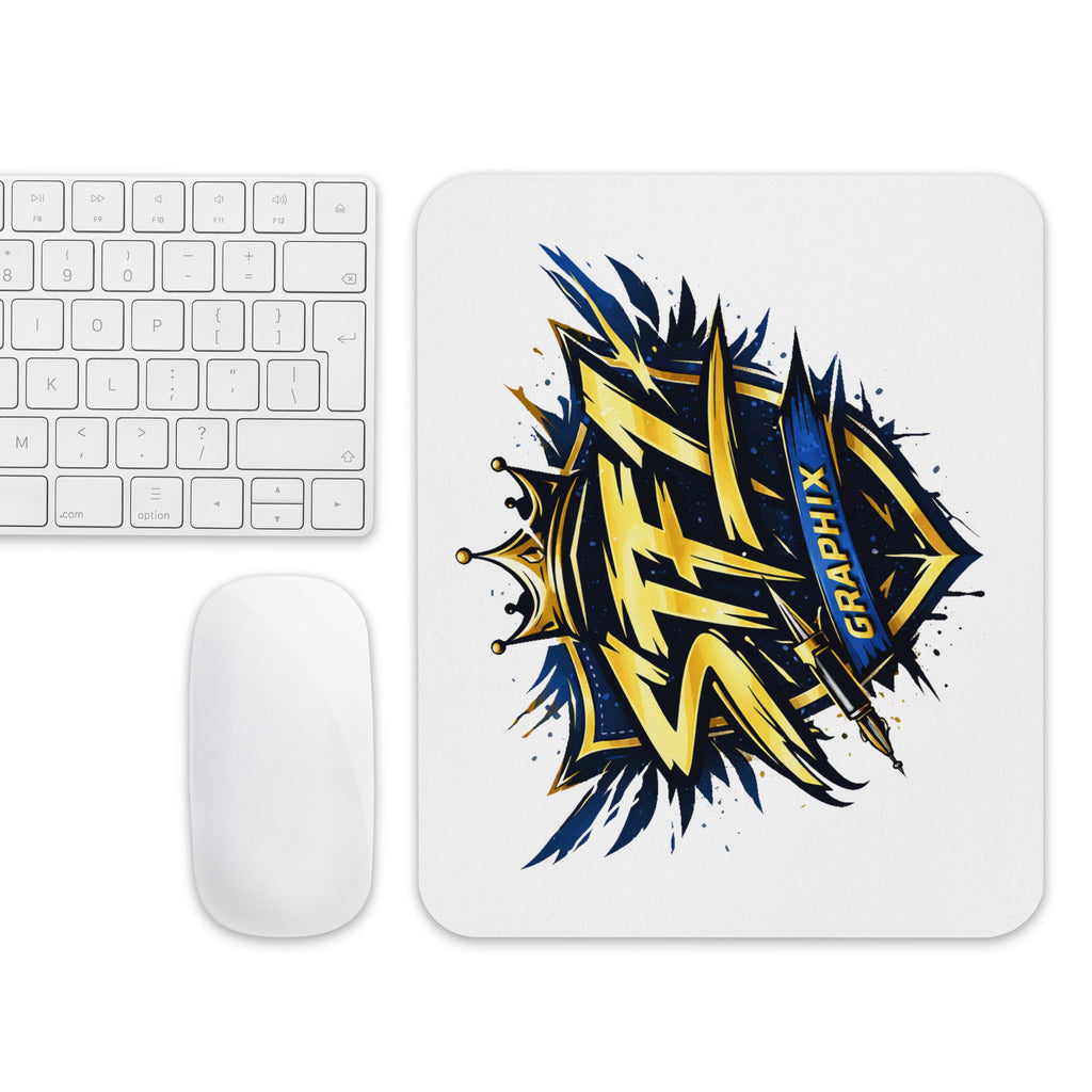 STF1 Graphix Shield Logo white mouse pad desk set up