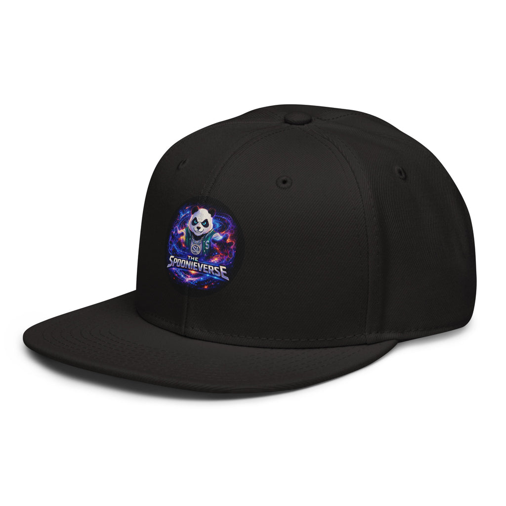 Side view of Spoonieverse snapback hat with adjustable closure