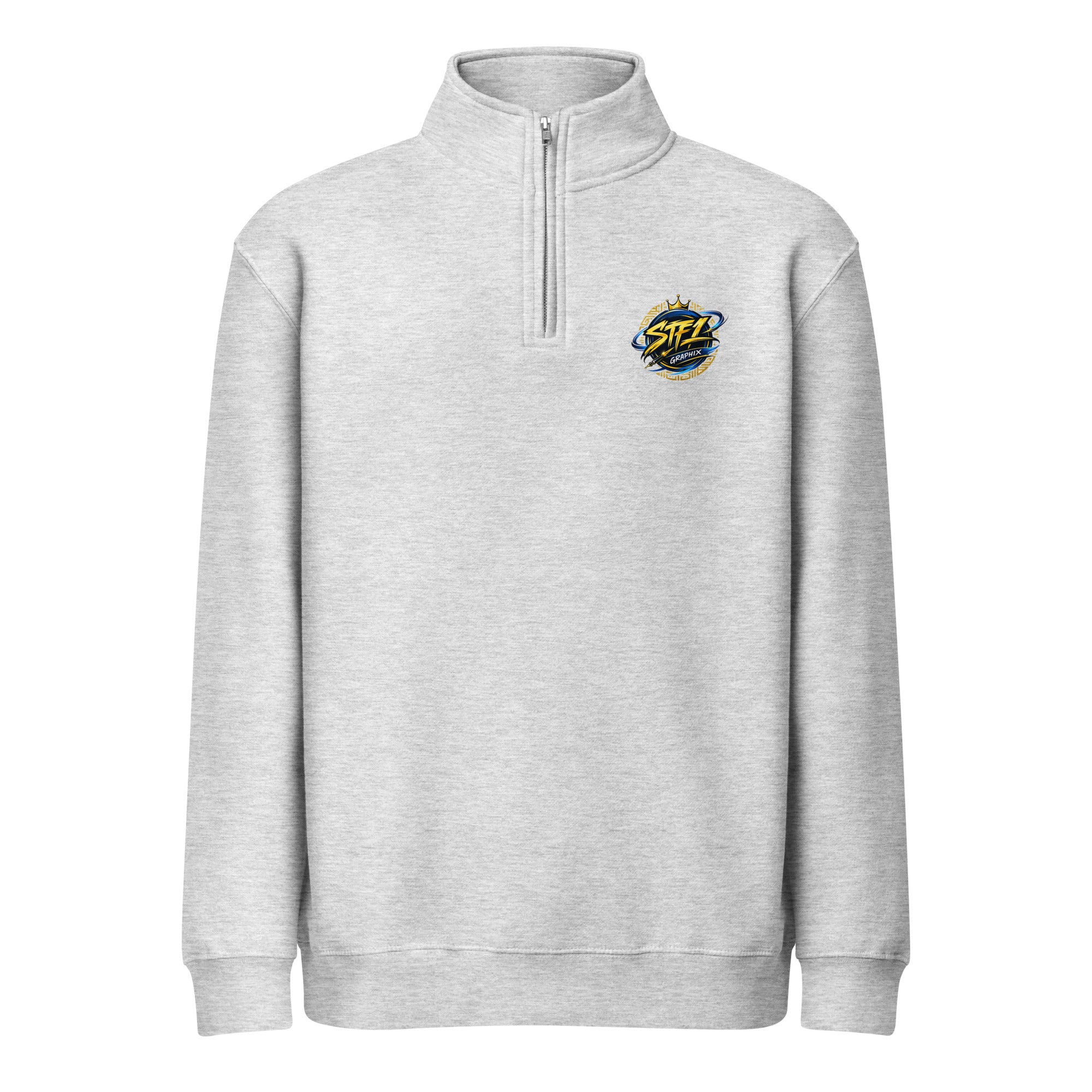 Heather Grey STF1 Graphix dual logo quarter-zip sweatshirt front view