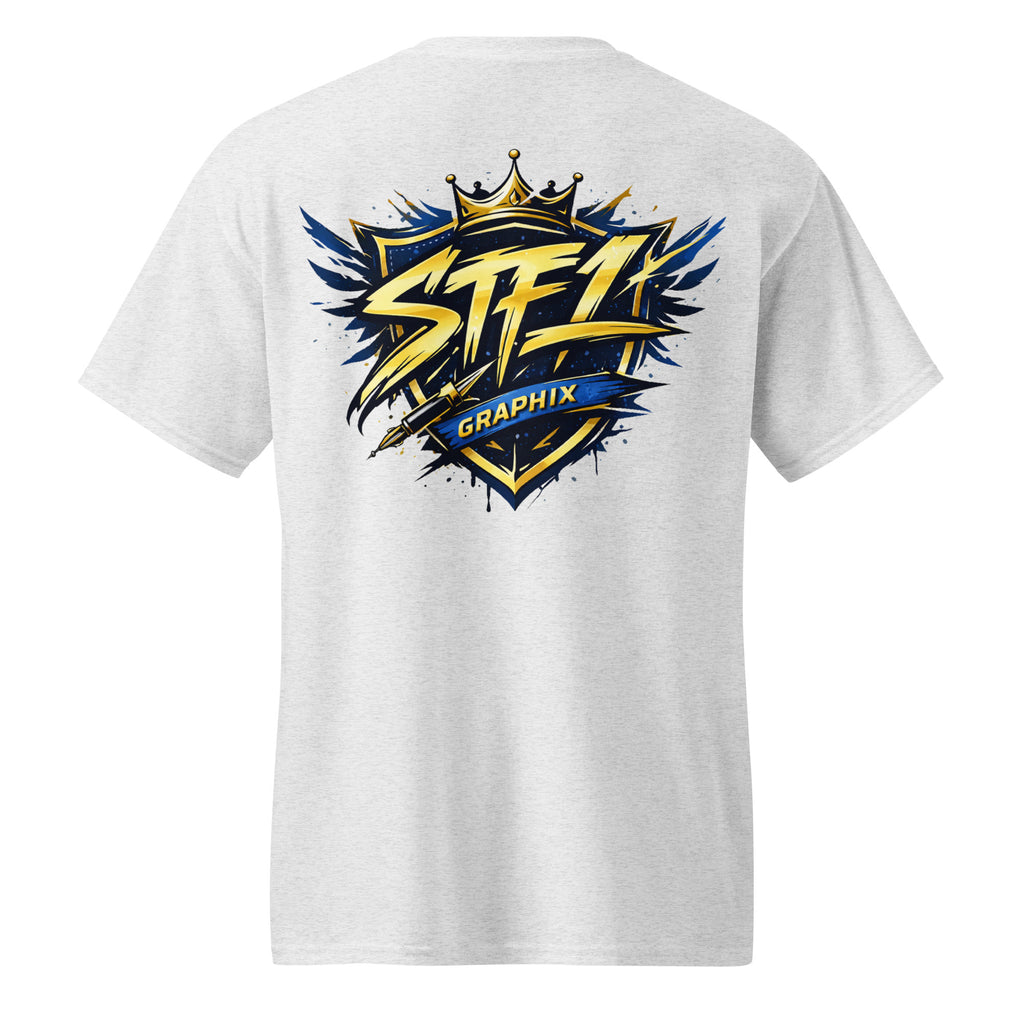White STF1 Graphix DryBlend T-shirt large shield logo back