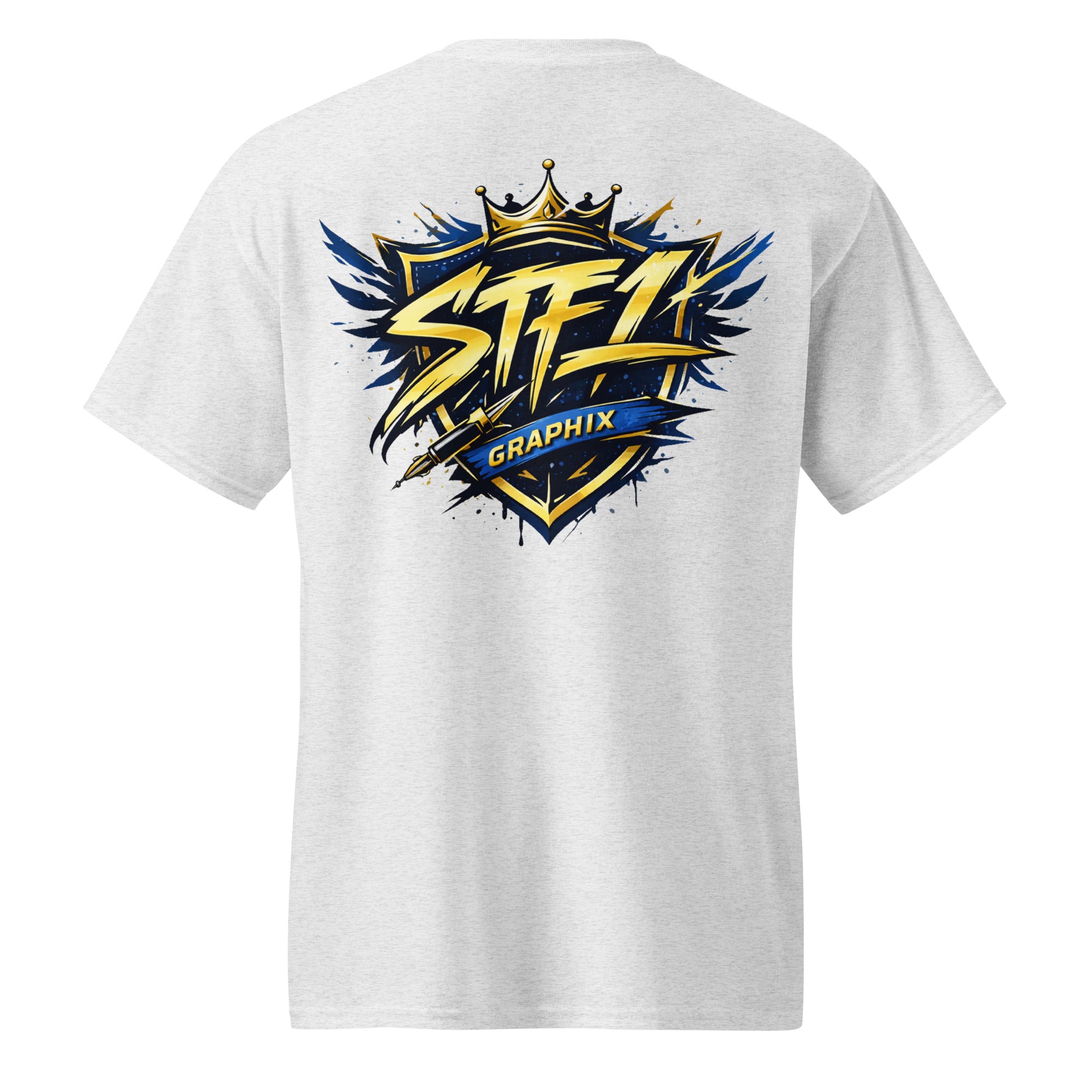 White STF1 Graphix DryBlend T-shirt large shield logo back
