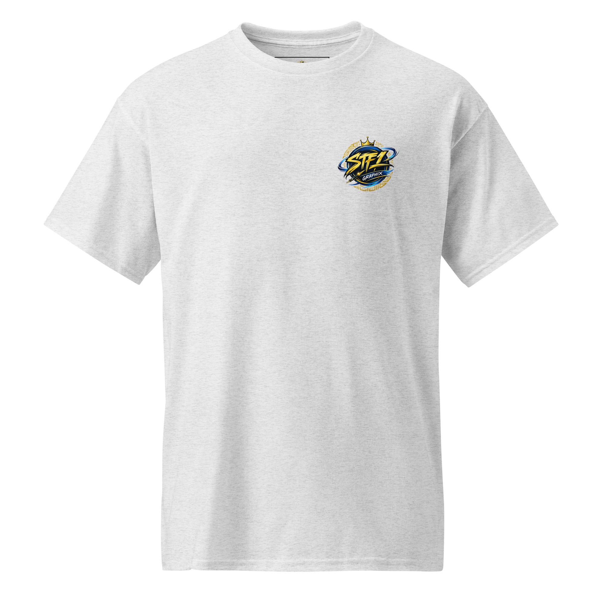 White STF1 Graphix DryBlend T-shirt round logo front chest