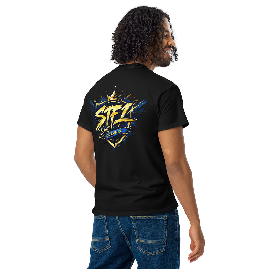 Black STF1 Graphix DryBlend T-shirt large shield logo back view