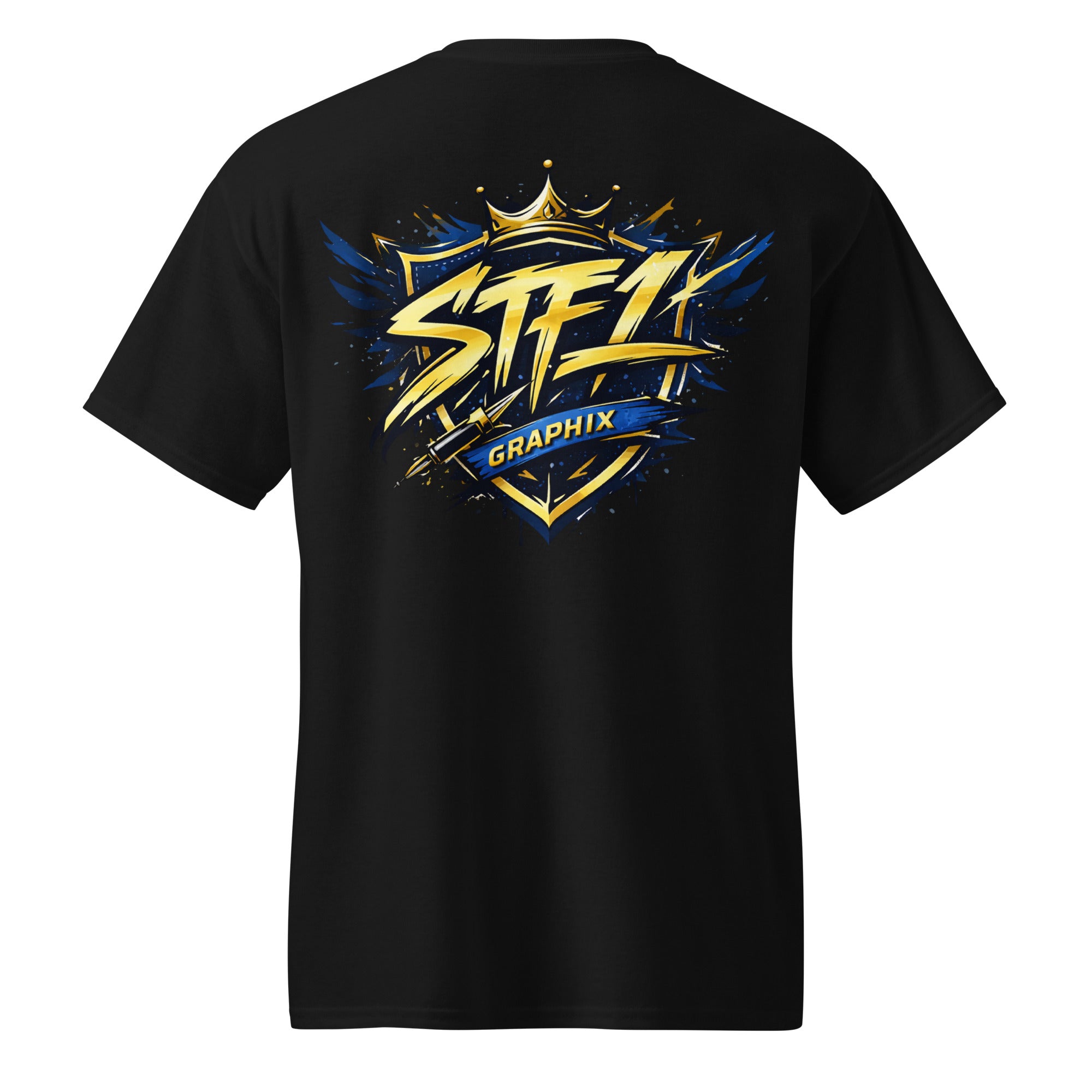 Black STF1 Graphix DryBlend T-shirt large shield logo back print