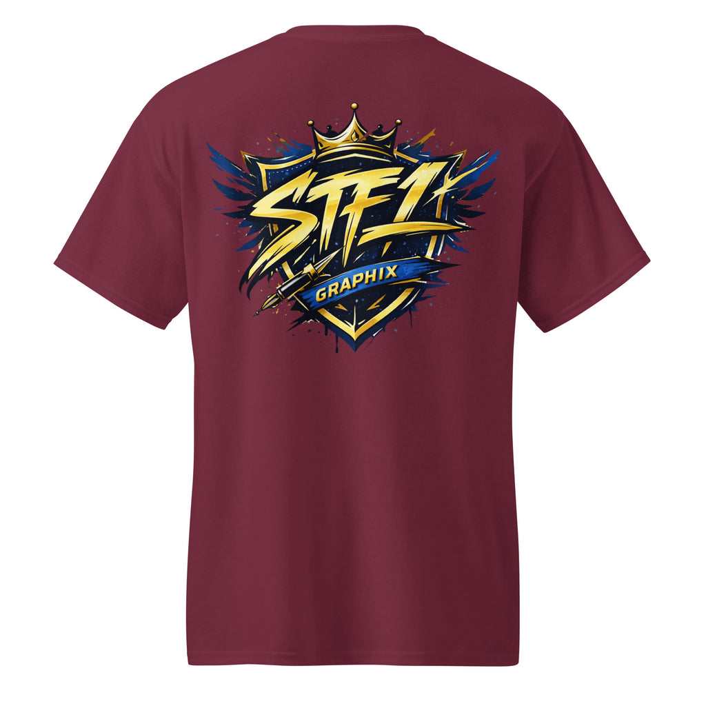 Maroon STF1 Graphix DryBlend T-shirt large shield logo back