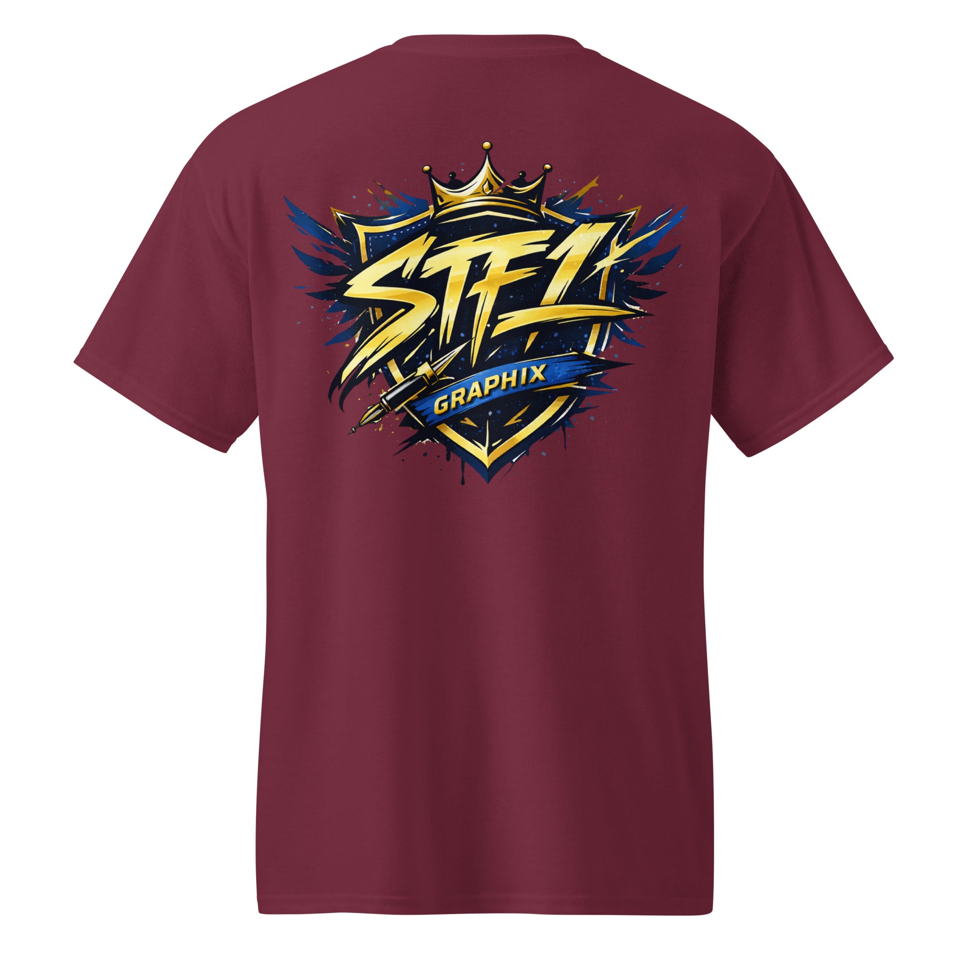 Maroon STF1 Graphix DryBlend T-shirt large shield logo back