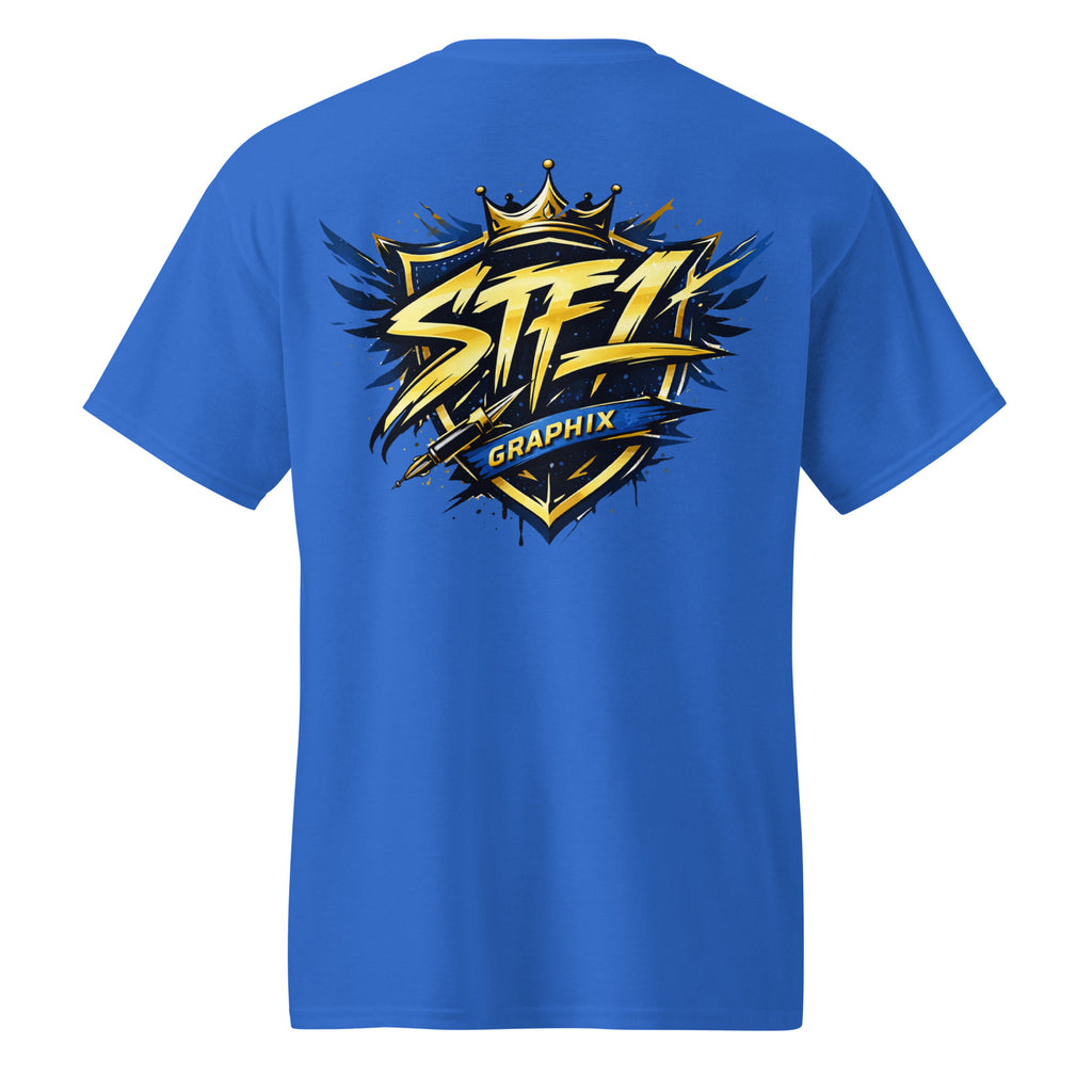 Royal Blue STF1 Graphix DryBlend T-shirt large shield logo back