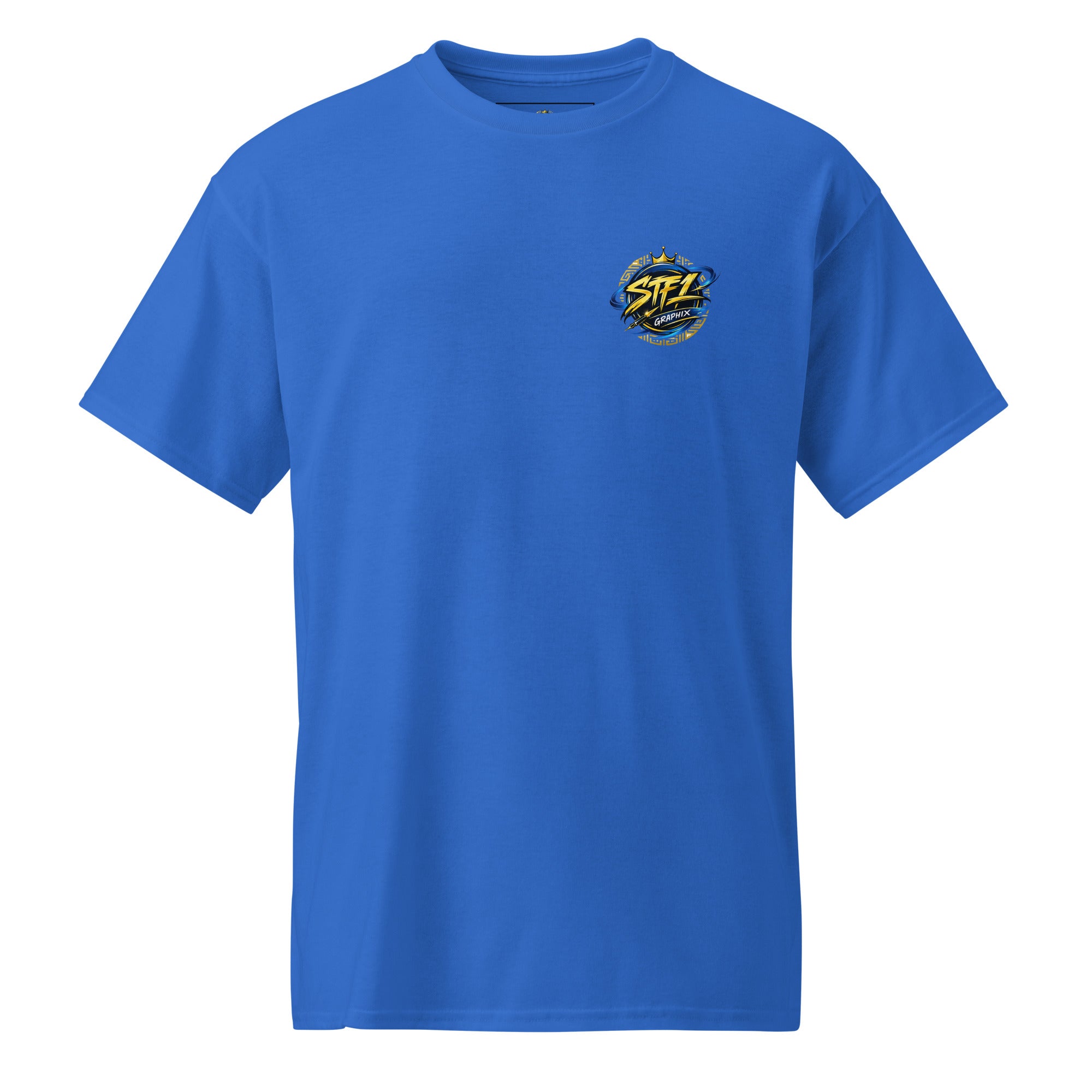 Royal Blue STF1 Graphix DryBlend T-shirt round logo front chest